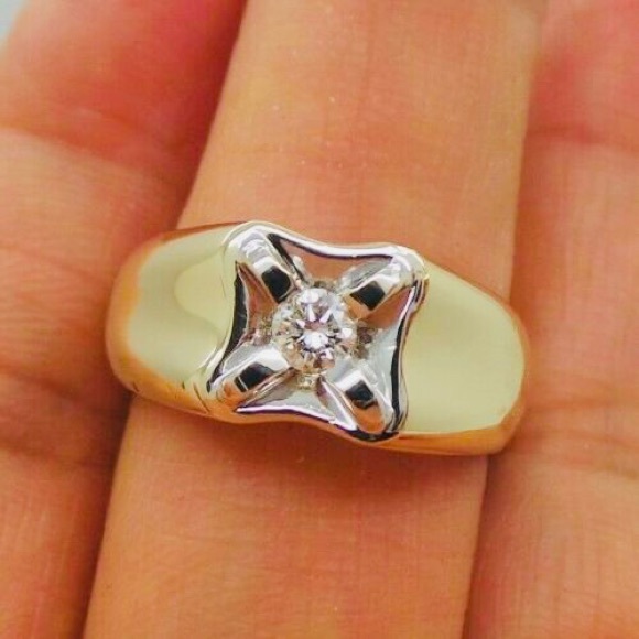 14K YELLOW GOLD MEN'S DIAMOND RING .18 CARAT - Picture 3 of 9